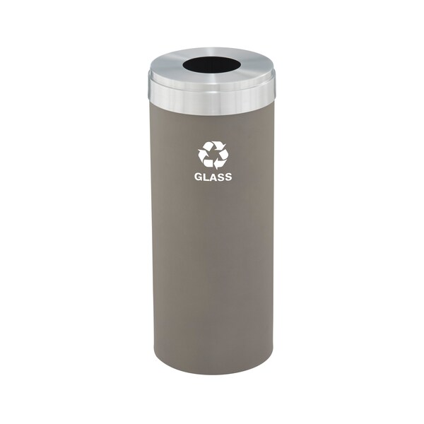 Glaro 15 gal Round Recycling Bin, Nickel/Satin Aluminum - B-1242NK-SA-B8