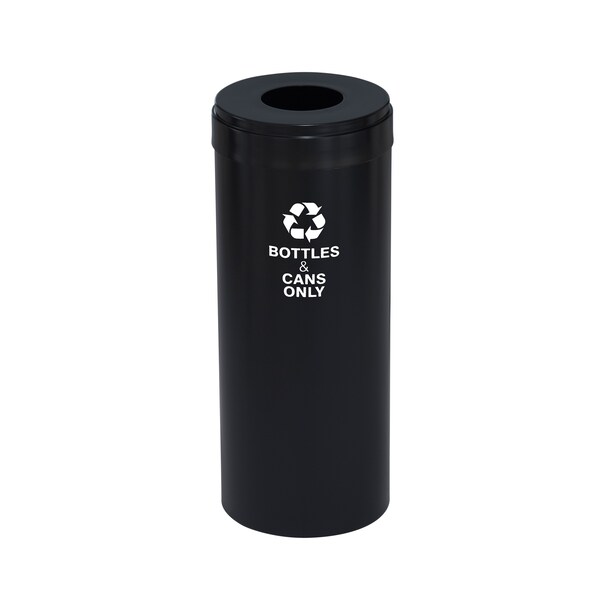 Glaro 12 gal Round Recycling Bin, Satin Black - B-1232BK-BK-B6