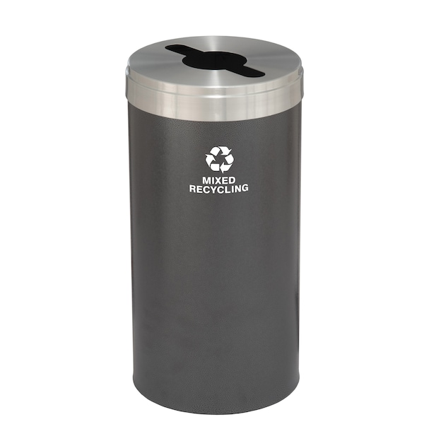 Glaro 16 gal Round Recycling Bin, Silver Vein/Satin Aluminum - M-1532SV-SA-M3