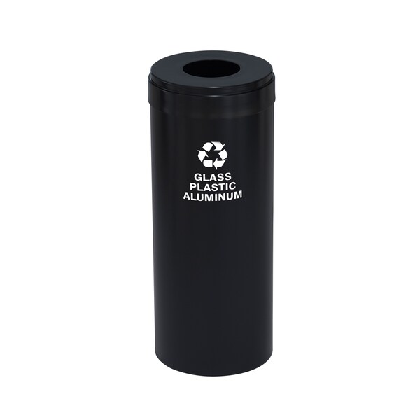 Glaro 15 gal Round Recycling Bin, Satin Black - B-1242BK-BK-B9