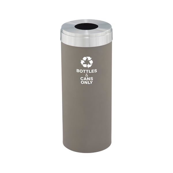 Glaro 12 gal Round Recycling Bin, Nickel/Satin Aluminum - B-1232NK-SA-B6