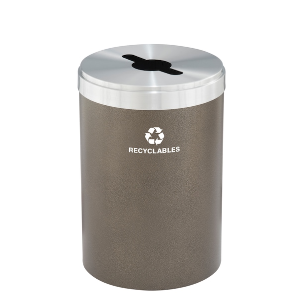 Glaro 33 gal Round Recycling Bin, Bronze Vein/Satin Aluminum - M-2032BV-SA-M2