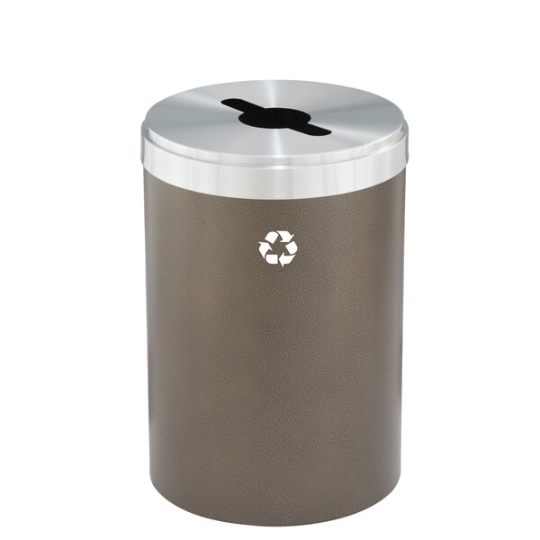 Glaro 41 gal Round Recycling Bin, Bronze Vein/Satin Aluminum - M-2042BV-SA-M1