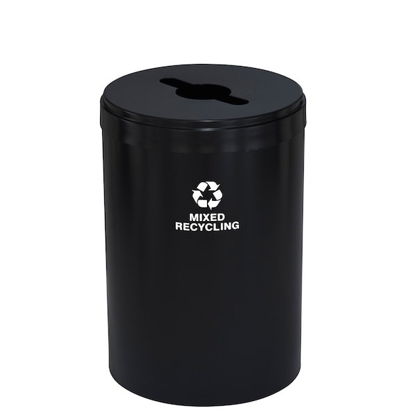 Glaro 33 gal Round Recycling Bin, Satin Black - M-2032BK-BK-M3