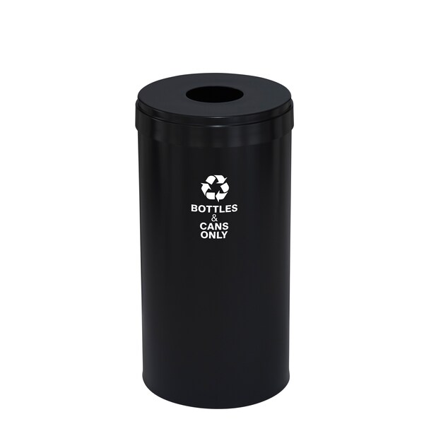 Glaro 16 gal Round Recycling Bin, Satin Black - B-1532BK-BK-B6