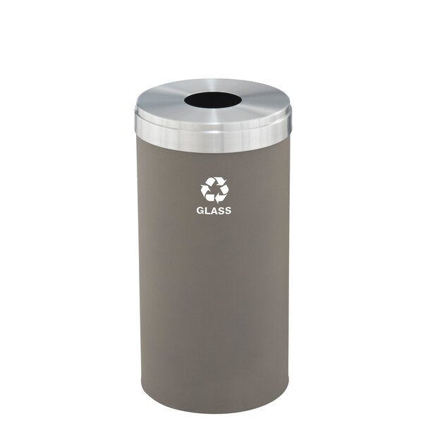 Glaro 16 gal Round Recycling Bin, Nickel/Satin Aluminum - B-1532NK-SA-B8