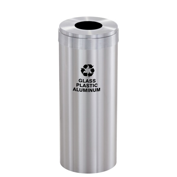 Glaro 12 gal Round Recycling Bin, Satin Aluminum - B-1232SA-SA-B9