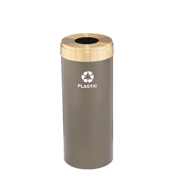 Glaro 15 gal Round Recycling Bin, Bronze Vein/Satin Brass - B-1242BV-BE-B7