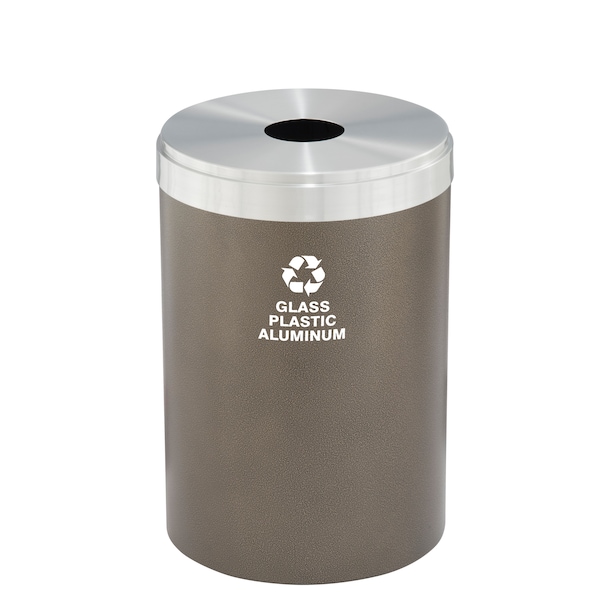 Glaro 41 gal Round Recycling Bin, Bronze Vein/Satin Aluminum - B-2042BV-SA-B9