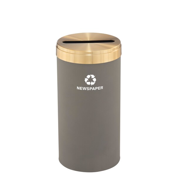 Glaro 16 gal Round Recycling Bin, Nickel/Satin Brass - P-1532NK-BE-P3
