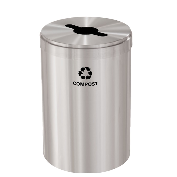 Glaro 41 gal Round Recycling Bin, Satin Aluminum - M-2042SA-SA-M4