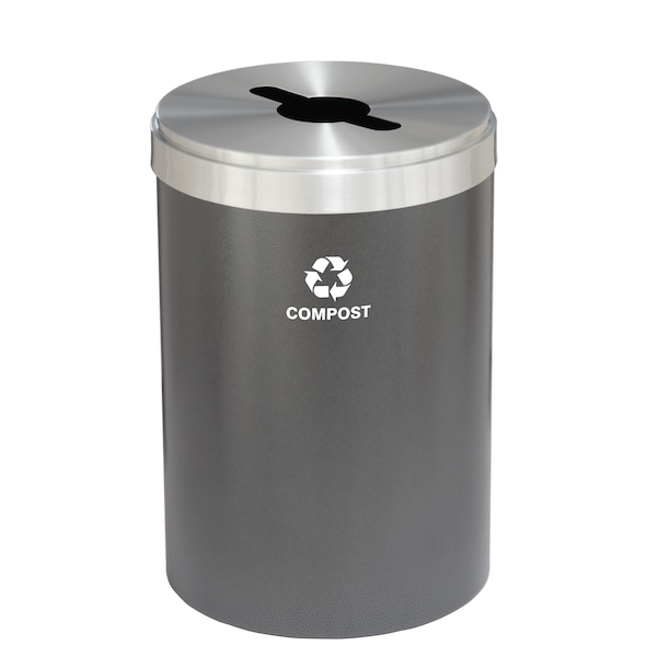 Glaro 41 gal Round Recycling Bin, Silver Vein/Satin Aluminum - M-2042SV-SA-M4