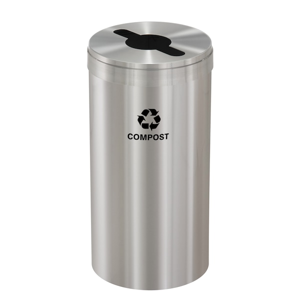 Glaro 23 gal Round Recycling Bin, Satin Aluminum - M-1542SA-SA-M4