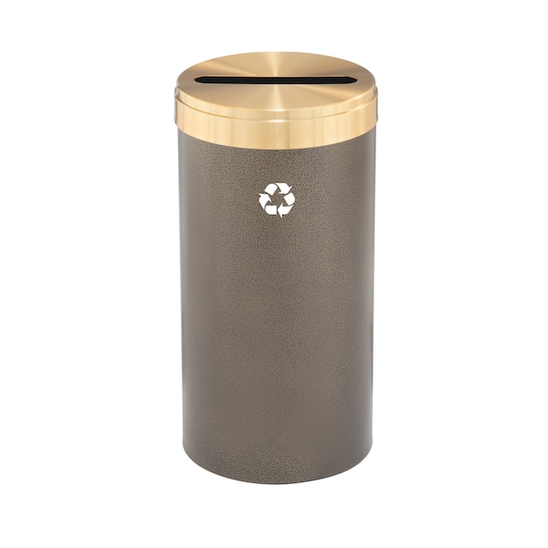 Glaro 23 gal Round Recycling Bin, Bronze Vein/Satin Brass - P-1542BV-BE-P1