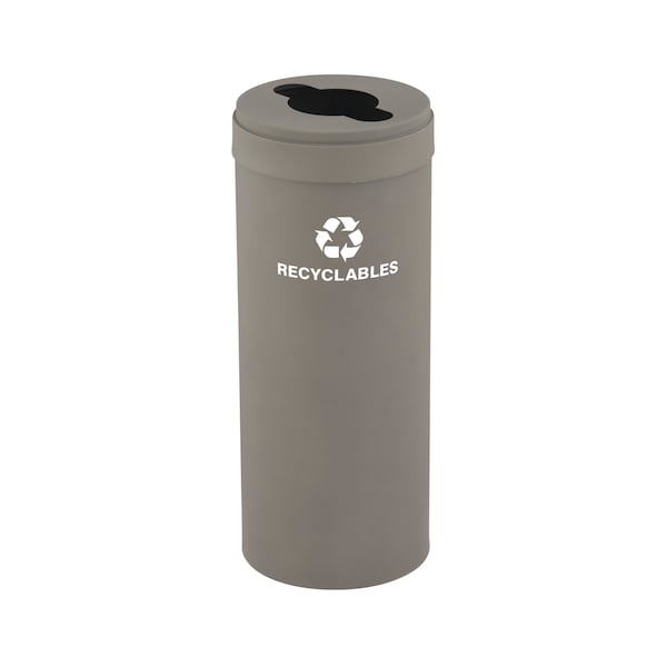 Glaro 15 gal Round Recycling Bin, Nickel - M-1242NK-NK-M2