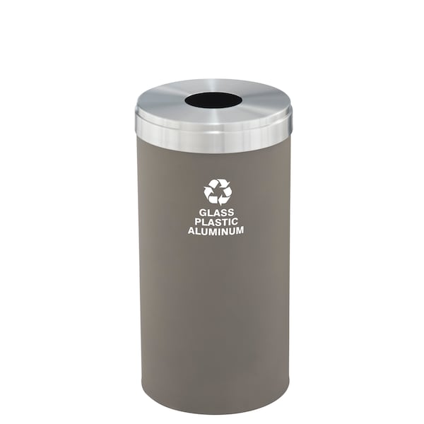 Glaro 23 gal Round Recycling Bin, Nickel/Satin Aluminum - B-1542NK-SA-B9