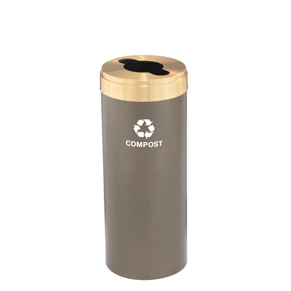 Glaro 12 gal Round Recycling Bin, Bronze Vein/Satin Brass - M-1232BV-BE-M4
