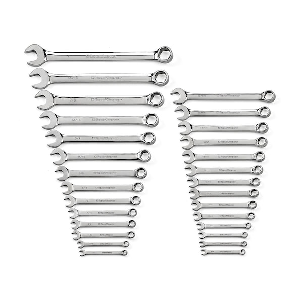 Juego de llaves combinadas métricas/SAE Kd Tools, 28 piezas, acabado pulido completo, de 6 puntos - KDT81923