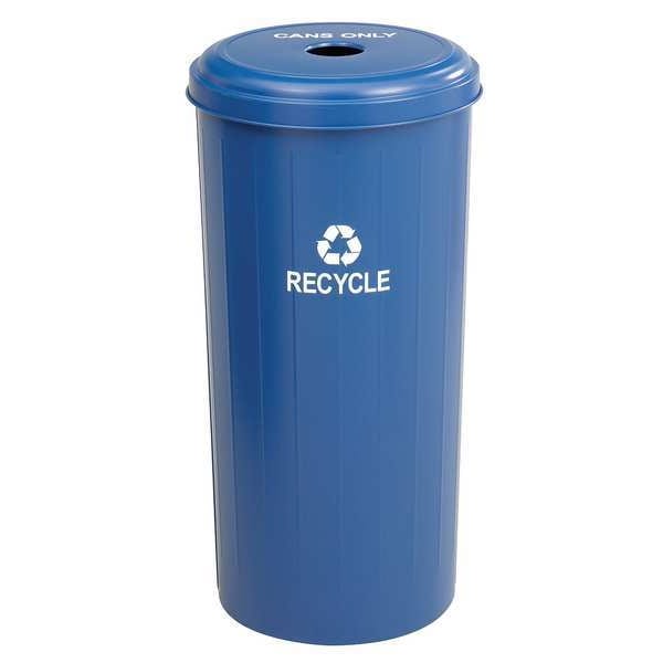 Safco 20 gal Round Recycling Bin, Open Top, Blue, Steel, 1 Openings - 9632BU