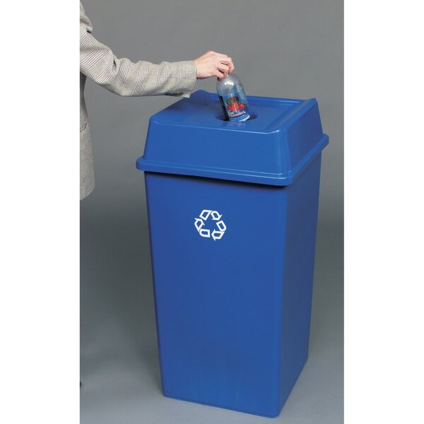 Rubbermaid Commercial 50 gal Square 50-Gallon Square Recycling Container, Blue, Resin - RCP395973BECT
