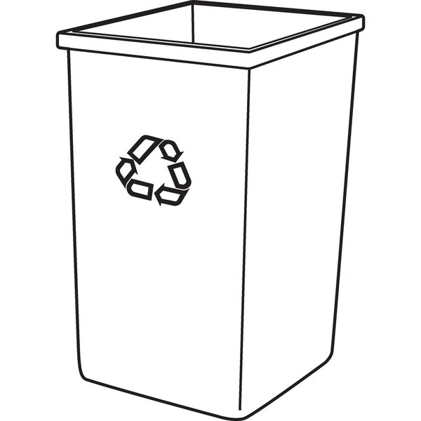 Rubbermaid Commercial 50 gal Square 50-Gallon Square Recycling Container, Blue, Resin - RCP395973BECT