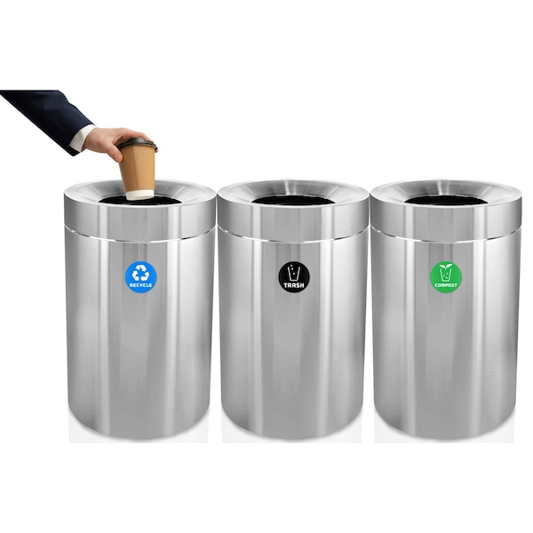 Alpine Industries 50 Gallon Stainless Steel Compost Bin, Recycling Can, and Trash Receptacle - ALP475-50-R-T-CO