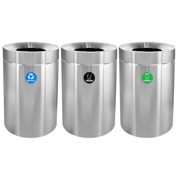 Alpine Industries 50 Gallon Stainless Steel Compost Bin, Recycling Can, and Trash Receptacle - ALP475-50-R-T-CO