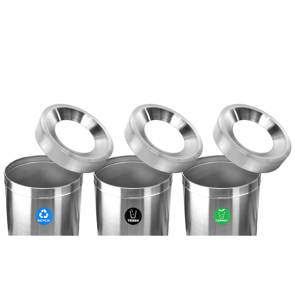 Alpine Industries 50 Gallon Stainless Steel Compost Bin, Recycling Can, and Trash Receptacle - ALP475-50-R-T-CO