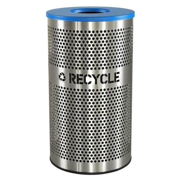 Ex-Cell Kaiser 33 gal Waste Receptacle, Blue, Stainless Steel - VCR-33 PERF SS