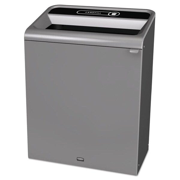 Rubbermaid Commercial Waste Receptacles, Gray, Metal; Plastic - 1961507