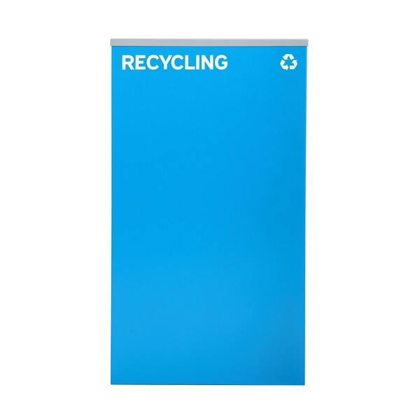 Alpine Industries 87 Gal. 3-Stream Steel Blue Recycling, Green Recycling, and Black Commercial Trash Can Station - ALP4450-BLK-KIT21