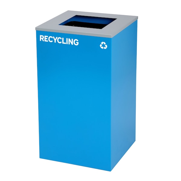 Alpine Industries 87 Gal. 3-Stream Steel Blue Recycling, Green Recycling, and Black Commercial Trash Can Station - ALP4450-BLK-KIT21