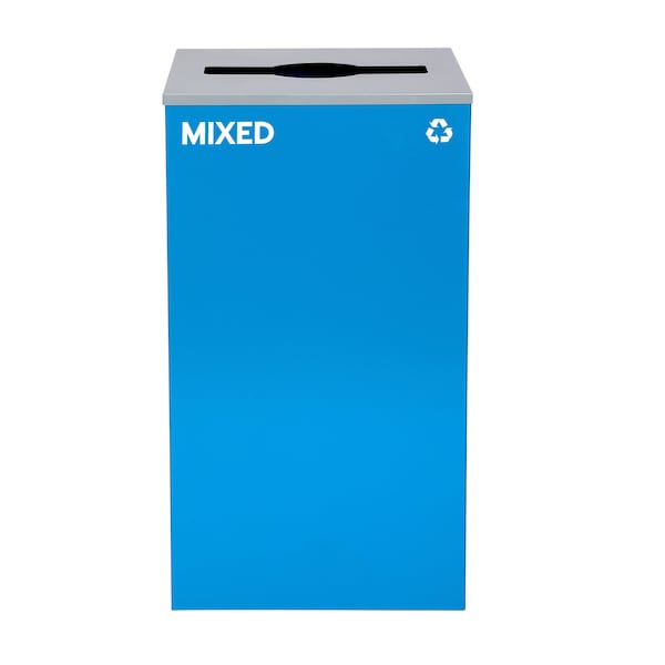 Alpine Industries 87 Gal. 3-Stream Steel Blue Mixed, Green Compost, and Black Commercial Trash Can Station - ALP4450-BLK-KIT28