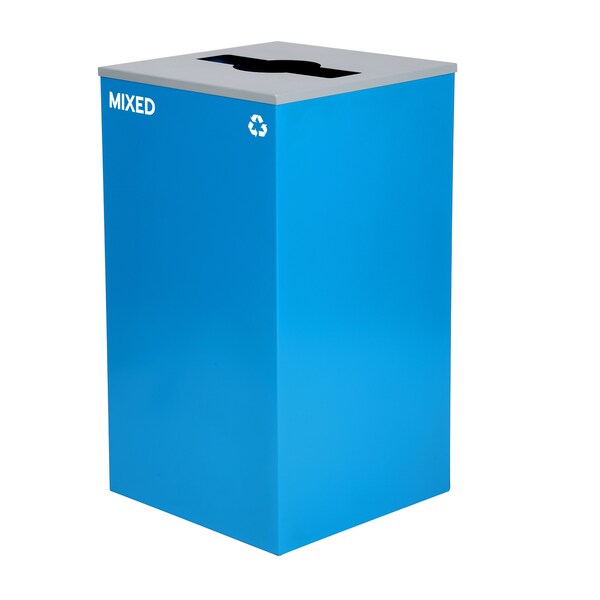 Alpine Industries 87 Gal. 3-Stream Steel Blue Mixed, Green Compost, and Black Commercial Trash Can Station - ALP4450-BLK-KIT28