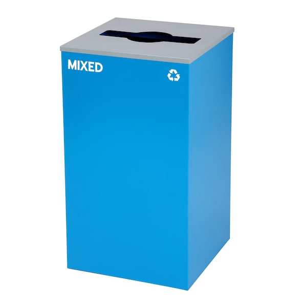 Alpine Industries 87 Gal. 3-Stream Steel Blue Mixed, Green Compost, and Black Commercial Trash Can Station - ALP4450-BLK-KIT28