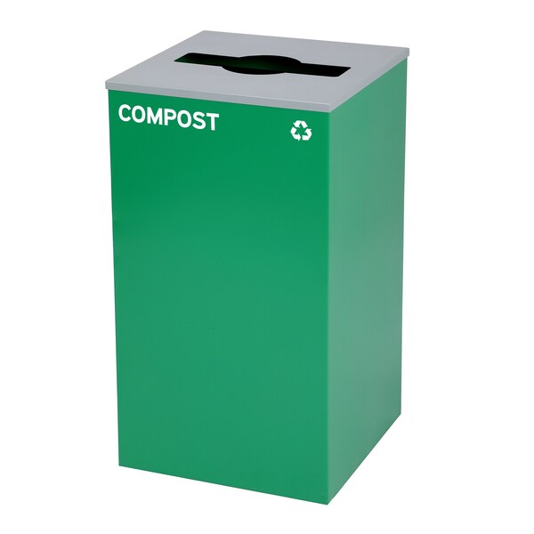 Alpine Industries 87 Gal. 3-Stream Steel Blue Recycling, Green Compost, and Black Commercial Trash Can Station - ALP4450-BLK-KIT36