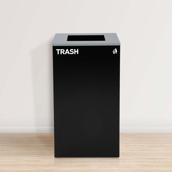 Alpine Industries 87 Gal. 3-Stream Steel Blue Recycling, Green Compost, and Black Commercial Trash Can Station - ALP4450-BLK-KIT36