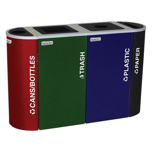 Hot House Designs 18-gal recycling recptacle- square top and Cans-Bottles decal- Emerald Texture finish - HO3519232