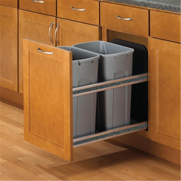Sticky Situation 50Qt Soft Close, Door Mount Double Bins - Platinum - ST2585214