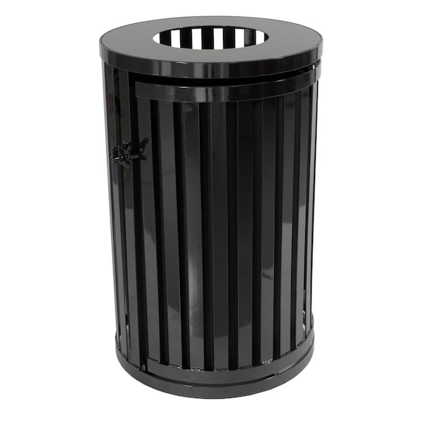 Hot House Designs 45 Gallon Streetscape Classic Outdoor Trash Receptacle with Swing Door, Black - HO2096720