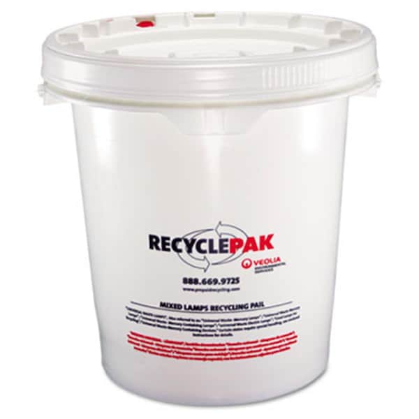 Spd Prepaid Recycling Container Kit for Mixed Lamps  5 gal Round Pail  White - SP33331