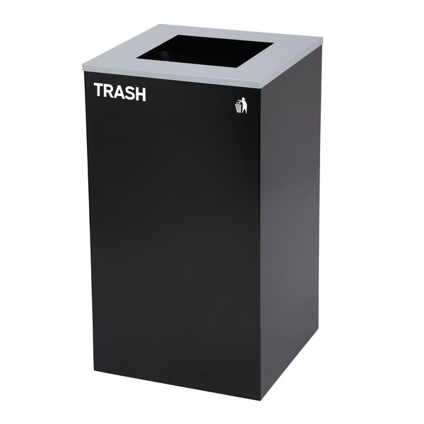 Alpine Industries 87 Gal. 3-Stream Steel Blue Recycling, Green Compost, and Black Commercial Trash Can Station - ALP4450-BLK-KIT27