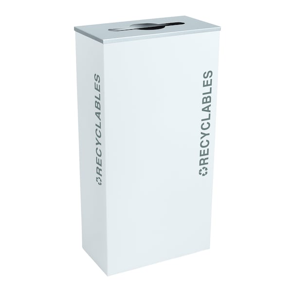 Ex-Cell Kaiser 17-Gal. KD Indoor Recycling Receptacle - Recyclables decal, White Gloss - RC-KD17-R BT-WHT