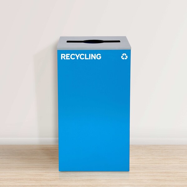 Alpine Industries 87 Gal. 3-Stream Steel Blue Recycling, Green Mixed, and Black Commercial Trash Can Station - ALP4450-BLK-KIT31