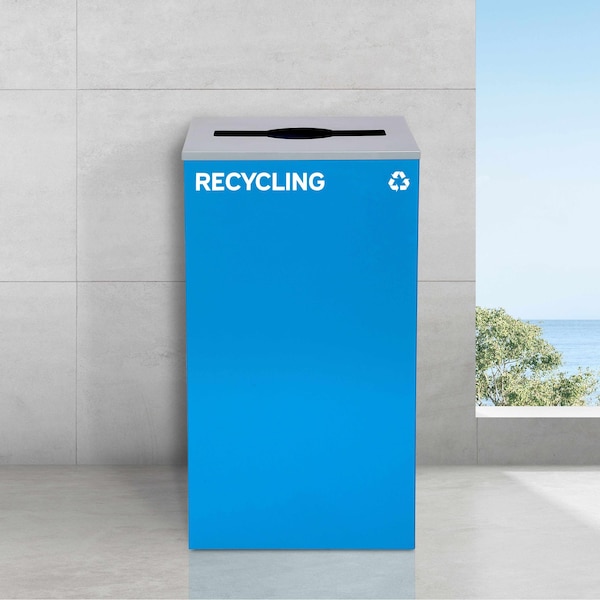 Alpine Industries 87 Gal. 3-Stream Steel Blue Recycling, Green Mixed, and Black Commercial Trash Can Station - ALP4450-BLK-KIT31
