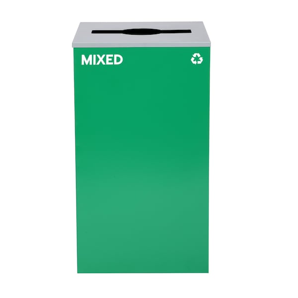 Alpine Industries 87 Gal. 3-Stream Steel Blue Recycling, Green Mixed, and Black Commercial Trash Can Station - ALP4450-BLK-KIT31