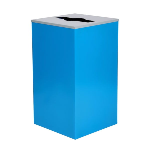 Alpine Industries Square Recycling Bin, 29 Gallons, Blue Can, Mixed Opening Lid - ALP4450-KIT-BLU-M