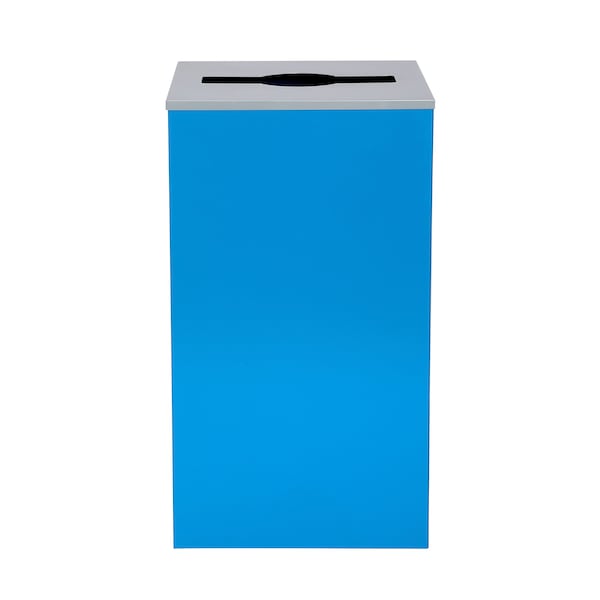 Alpine Industries Square Recycling Bin, 29 Gallons, Blue Can, Mixed Opening Lid - ALP4450-KIT-BLU-M