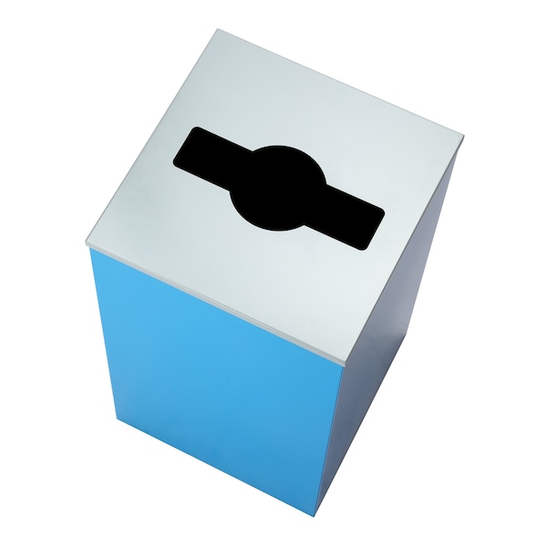 Alpine Industries Square Recycling Bin, 29 Gallons, Blue Can, Mixed Opening Lid - ALP4450-KIT-BLU-M