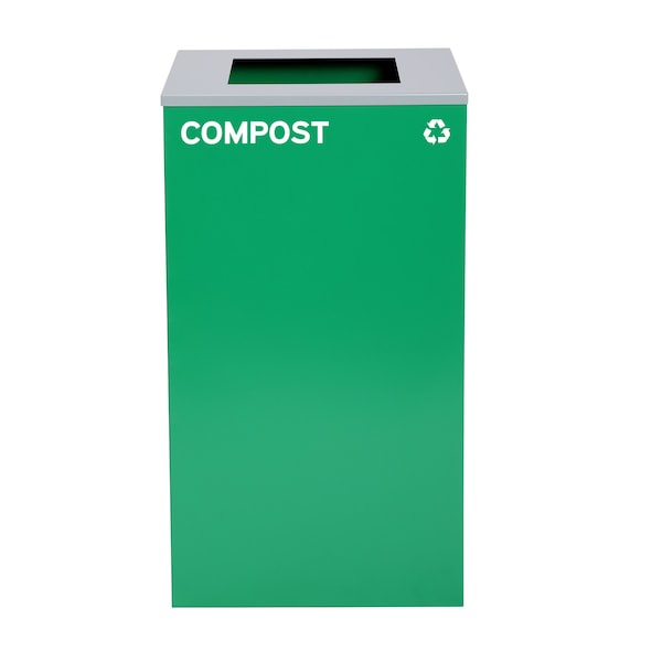 Alpine Industries Square Recycling Bin, 29 Gallons, Green Can, Square Opening Lid, for Compost - ALP4450-KIT-GRN-S-COM